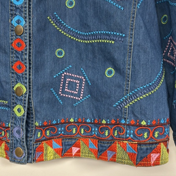 Vintage 80s 90s Norm Thompson Funky Embroidered Denim Jacket 1X, EUC! - Picture 6 of 13
